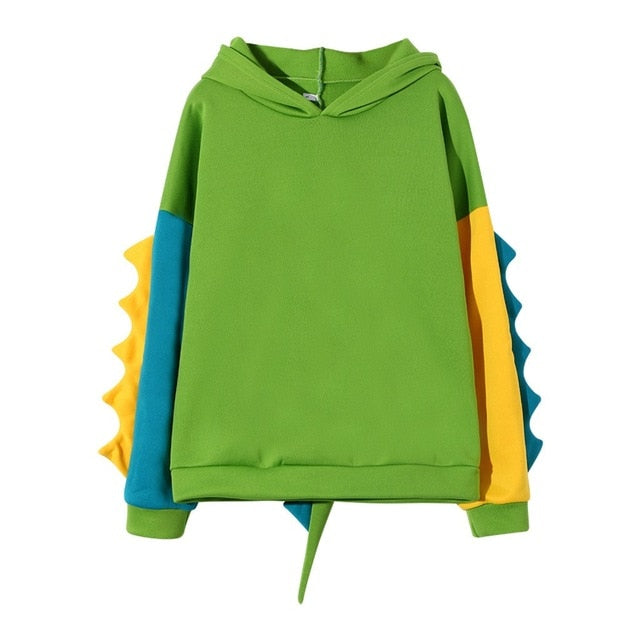 Loose Print Long Sleeve Splice Dinosaur Sweatshirt Hoodie