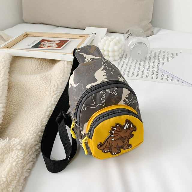 “Good Boy” Triceratops Appliqué  Shoulder Bicycle messenger Bag Purse Travel Pouch