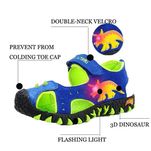 Light Up LED Triceratops Eye Genuine Leather Sneaker Sandal Shoes