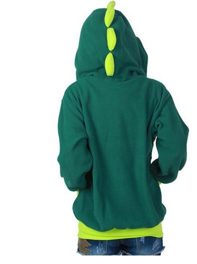 green dinosaur hoodie dress Green Dinosaur 3d Back Fins Oversize Hoodie