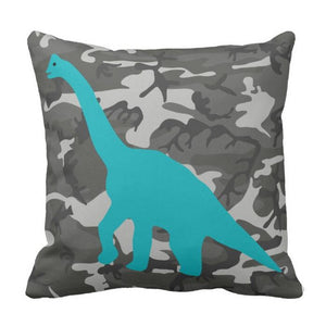 Brachiosaurus Camo Dinosaur Throw Pillow Cover