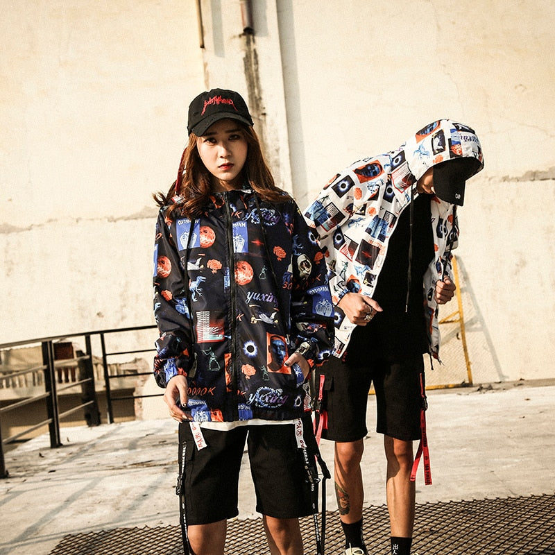 Street wear Dinosaur Jacket Hoodie Windbreaker - Main Image