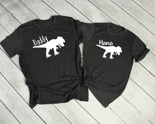 Daddy  Mama Dinosaur Couples T-Shirt