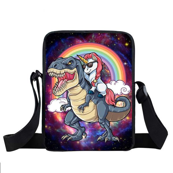 Unicorn Taking 5 Star T rex Uber Small Messenger Bags Dinosaur