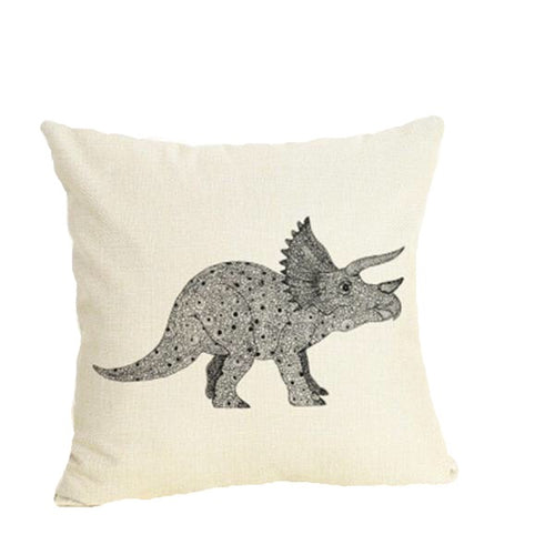 Triceratops Dinosaur Linen Throw Pillow Case Cover