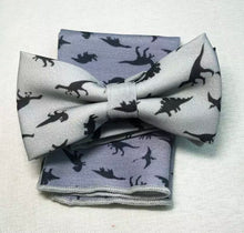 Dinosaur  Bow Tie Set Pocket Square Handkerchief Mens Butterfly Bow Tie Skinny Ties Set Slim Necktie
