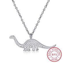 Sterling Silver Rhinestone Dinosaur Pendant Necklace