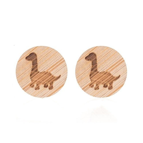 Handmade Dinosaur Wooden Stud Earrings *FREE ITEM