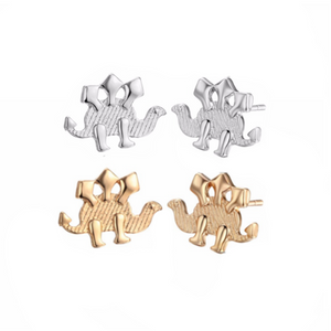 Textured Stegosaurus Dinosaur Stud Earrings