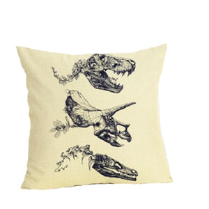Dinosaur Fossil  Linen Throw Pillow Cover