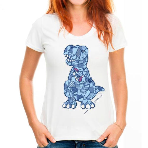 Womens Patchwork Franken-dino T-Rex T-Shirt