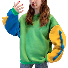 Loose Print Long Sleeve Splice Dinosaur Sweatshirt  Hoodie
