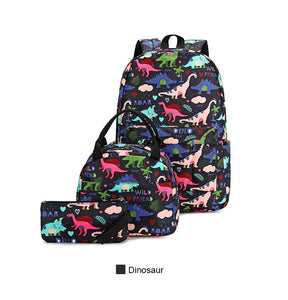 Pretty in Jurassic Dinosaur Water Resistant Backpack Set Bag 3 Options