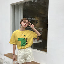 Oversize Cotton Crayon Dinosaur Cotton T-shirt