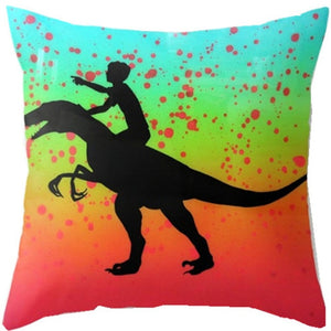Fiercely Colorful Dinosaurs Cushion Covers Throw Pillow Cases