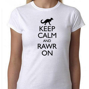 "Keep Calm and Rawr On"  Dinosaur T-Shirt