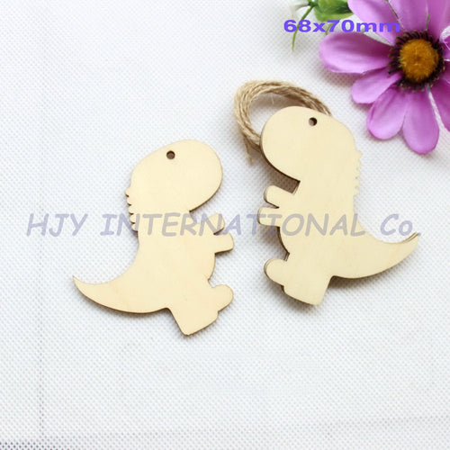 50 Piece 70mm Blank Unfinished Wooden Dinosaur Gift Tags
