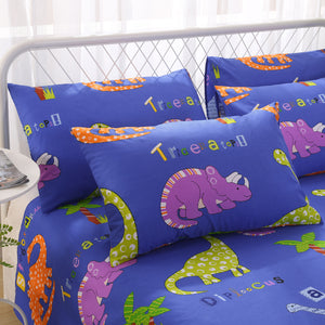 100% Cotton reversible Dinosaur Glossary Duvet Cover Set 2 Color Options For Pillowcases/Sheet