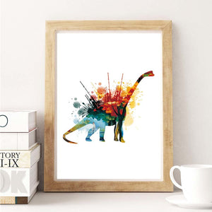 Watercolor Dinosaurs Poster Prints  Art Canvas Painting Multiple Print Options