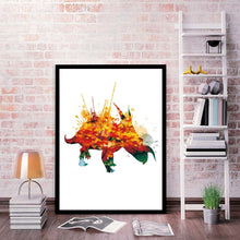 Watercolor Dinosaurs Poster Prints  Art Canvas Painting Multiple Print Options