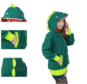 Green Dinosaur Long sleeve  zip up Dino Hoodie