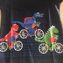 Long Sleeve Striped  Dinosaur Bicycle Grunge Cotton Top