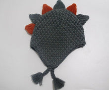 Fleece Lined Stegosaurus Dinosaur Knitted Thagomizer Ear Flap Beanie Hat