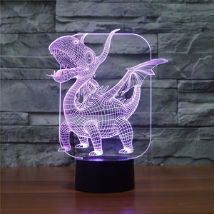 3D Dragon Color Changing LED Dinosaur Hologram Night Lamp