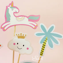 Set Of  Dino Unicorn and Cactus Cake Toppers