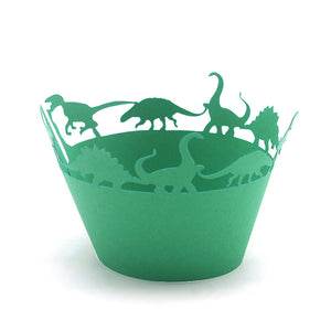 50 Pieces Filigree Dinosaur Jurassic Cupcake Wrappers Muffin Liners