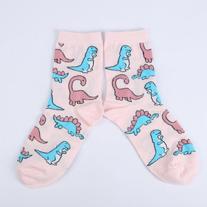 Pink And Teal Ladies Dinosaur Socks