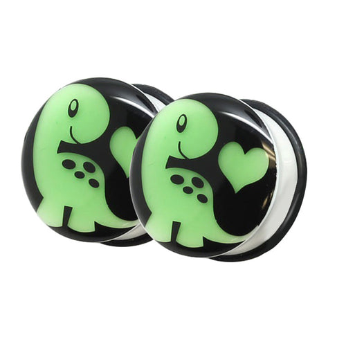 Pair Of Glow-in-dark Dinosaur Ear Gauges