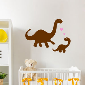 Mommy and baby Brontosaurus Dinosaur Vinyl Wall Decal Stickers 7 Color Options