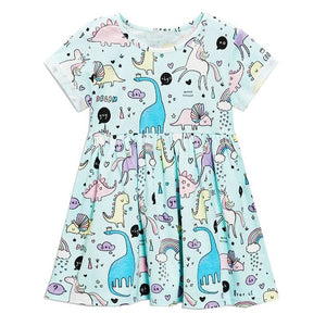 Cotton Unicorn Dinosaur Play-Time Dress