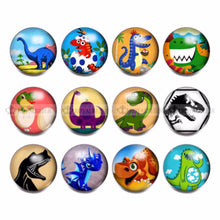 12 Piece Dinosaur Theme Glass Charms 18mm Snap Button For 20mm Snaps Bracelet Jewelry