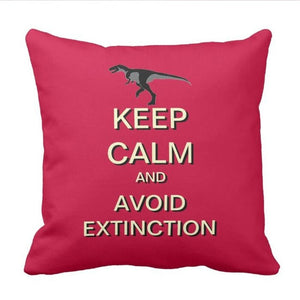 keep Calm And Avoid Extinction Dinosaur Throw Pillow Cover