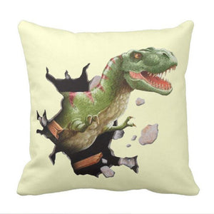 Break On Through Rex Dinosaur Throw Pillow Cover