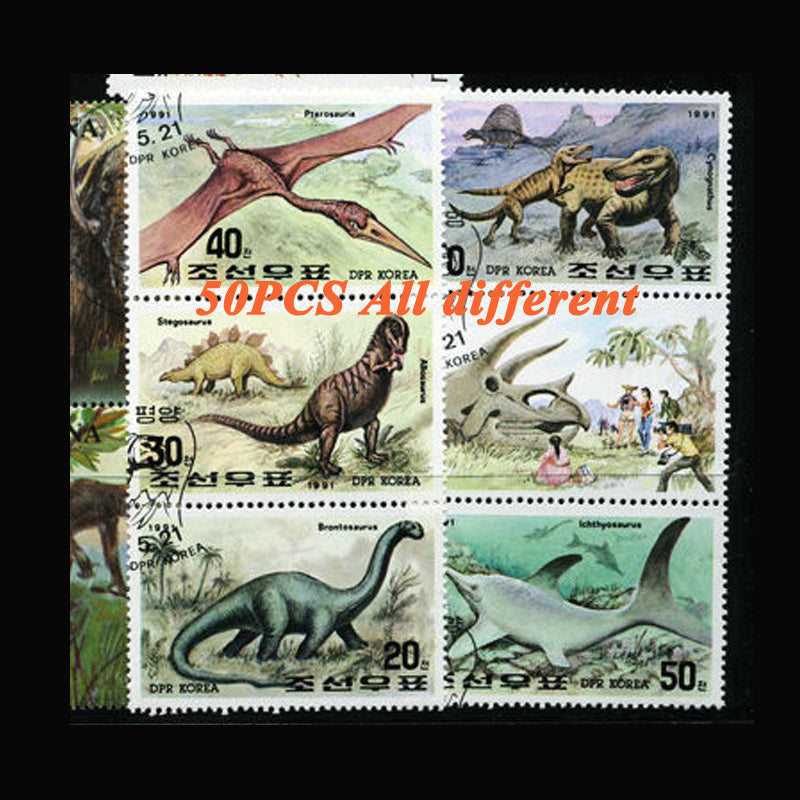 Motives 50 Different Dinosaur Stamps Collection - Amphibians, Reptiles, Dinosaurs Thematic For Collectors - View #7