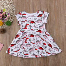 Baby Girls Pink & Red Dinosaur Short Sleeve Dress