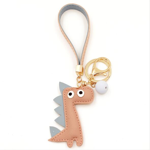 Gradient color dinosaur keychain cute llaveros leather belt