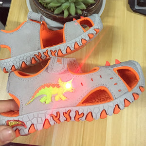 Light Up LED Triceratops Eye Genuine Leather Sneaker Sandal Shoes