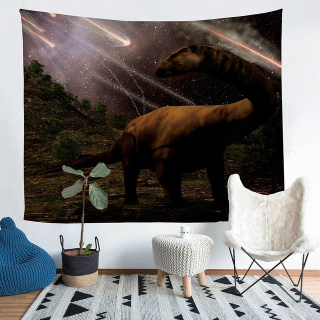 Asteroid Dinosaur Tapestry Wall Hanging Throw Blanket