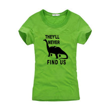 They'll Never Find Us Jersey Cotton Dinosaur T-shirt Multiple Color Options