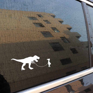 Vinyl Girl Walking Dinosaur Car Decal