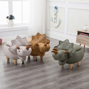 Triceratops Vegan Leather Foot Stool Ottoman Available With Or Without Storage Multiple Color Options