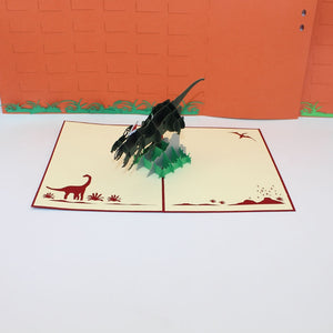 Handmade 3D Pop Up  Christmas Tyrannosaurus Claus  Dinosaur Greeting Cards