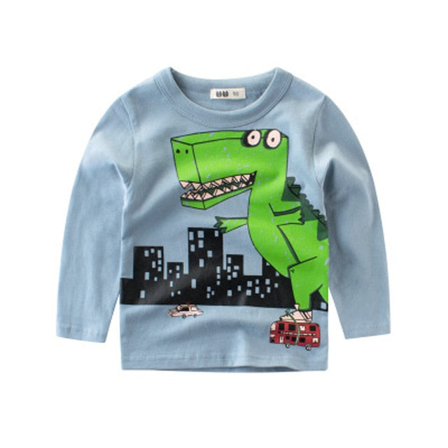 Dinosaur City Skate Cotton Long Sleeve Shirt