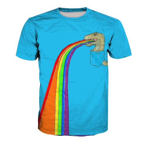 Pocket T-Rex Spits Rainbows T-shirt
