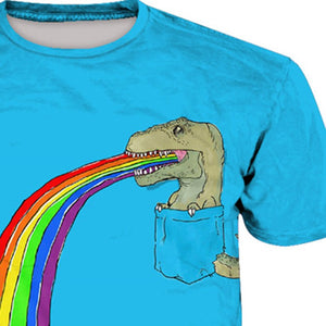 Pocket T-Rex Spits Rainbows T-shirt