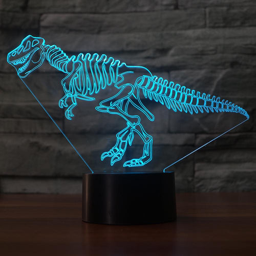 LED Touch Button USB 7 Colors Changing 3D Dinosaur Fossil Night Light Table Lamp